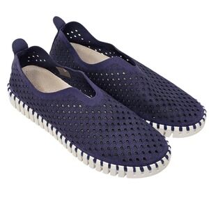 Ilse Jacobsen Tulip Navy‎ Blue Perforated Slip On Sneakers Women Size 39/ 9US